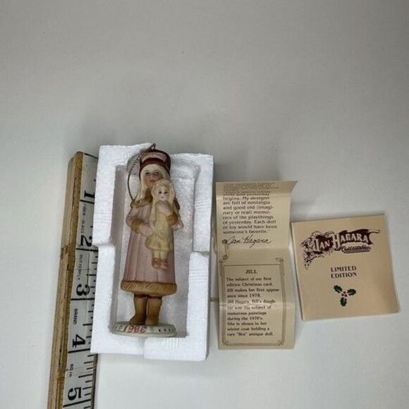 VTG NWB Jan Hagara All Bisque Little Victorian Girl&Her Doll Christmas Ornament - Picture 10 of 10